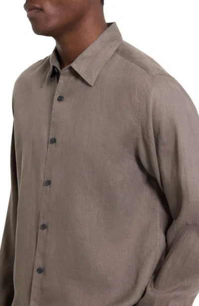 Theory Irving Solid Linen Button-up Shirt In Brown