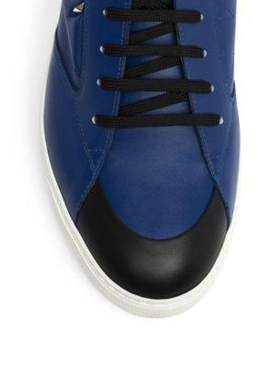 Shop Fendi Bugs Mid-top Leather Trainers In Blue