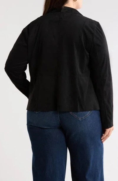 Bagatelle Drape Front Faux Suede Jacket In Black