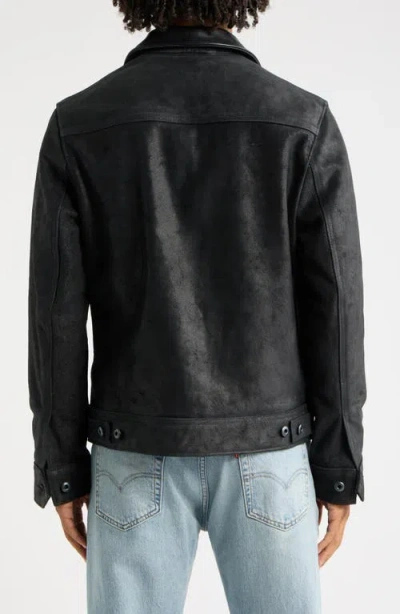 Schott Nyc Leather Jacket In Gray