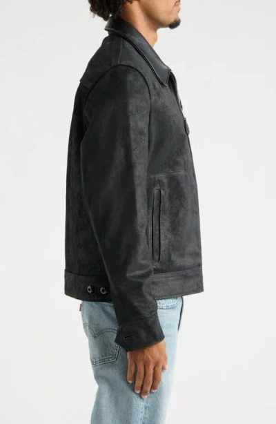 Schott Nyc Leather Jacket In Gray