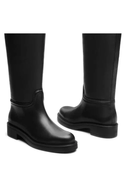 Stuart Weitzman Celia Riding Boot In Black Pebbled