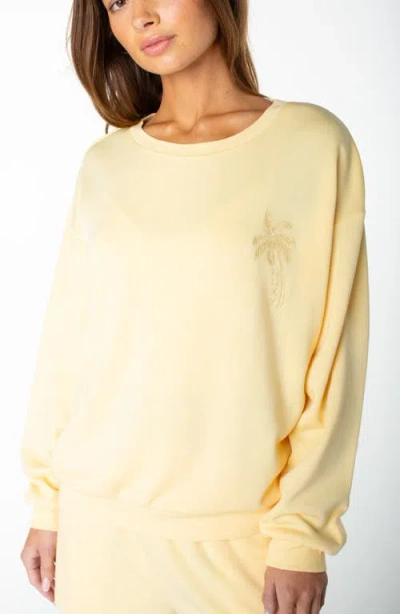 Roxy Surfing By Moonlight Embroidered Graphic Sweatshirt In Yellow