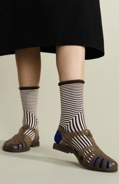 Hansel From Basel Corbusier Stripe Crew Socks In Blue