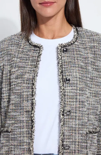 Lyssé Lysse Collarless Stretch Tweed Jacket In Multi Color
