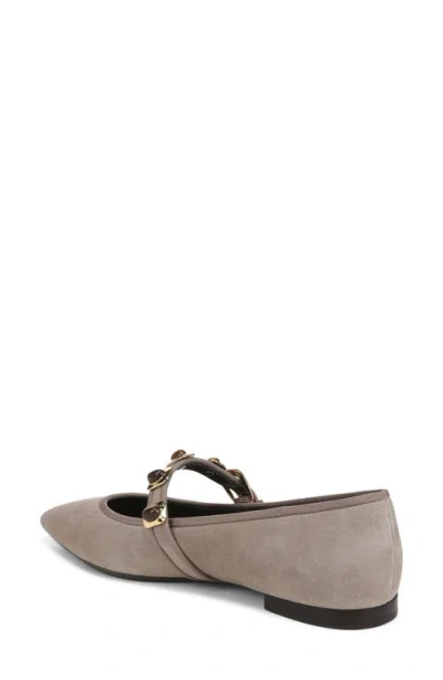 Veronica Beard Selene Charms Pointed Toe Flat In Bark Suede