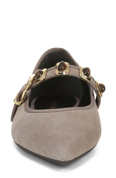 Veronica Beard Selene Charms Pointed Toe Flat In Bark Suede