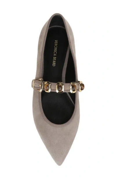 Veronica Beard Selene Charms Pointed Toe Flat In Bark Suede