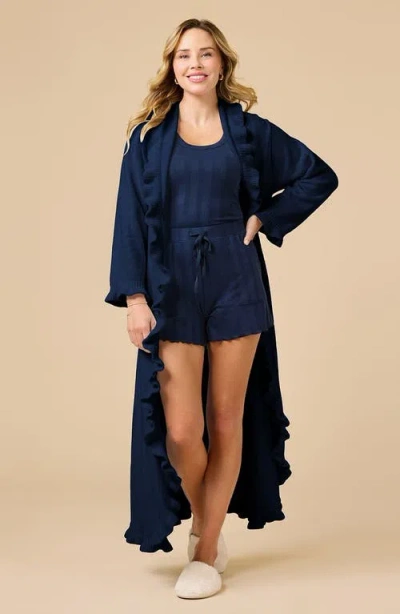 Softies Ruffle Chenille Robe In Blue