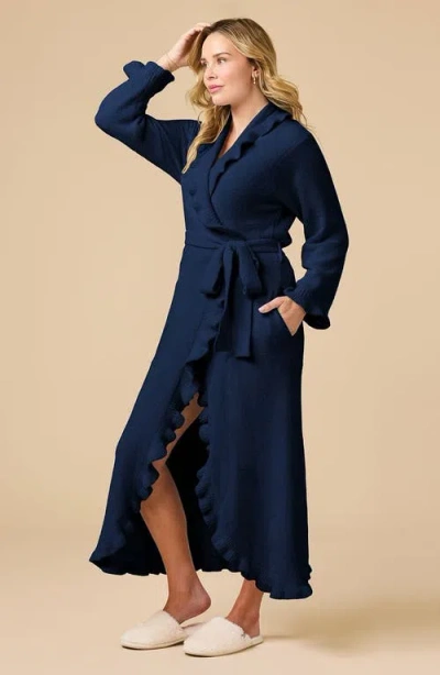 Softies Ruffle Chenille Robe In Blue