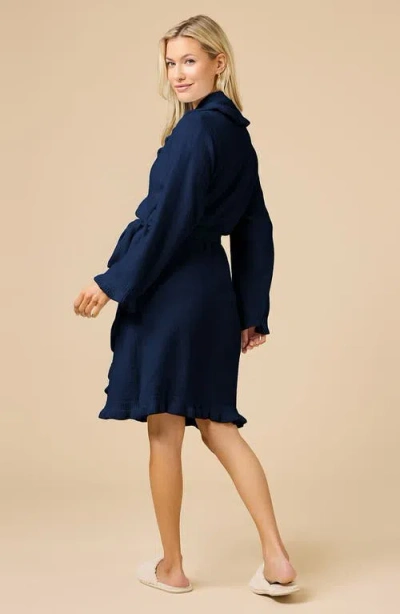 Softies Knee-length Ruffle Chenille Robe In Blue