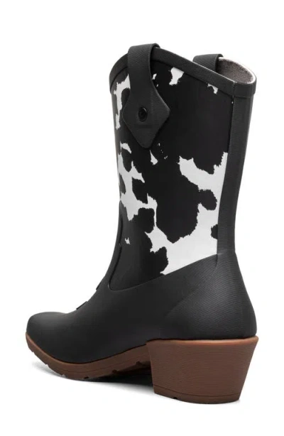 Bogs Jolene Mid Deco Waterproof Rain Boot In Black W/white