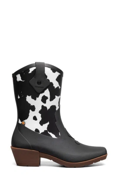 Bogs Jolene Mid Deco Waterproof Rain Boot In Black W/white