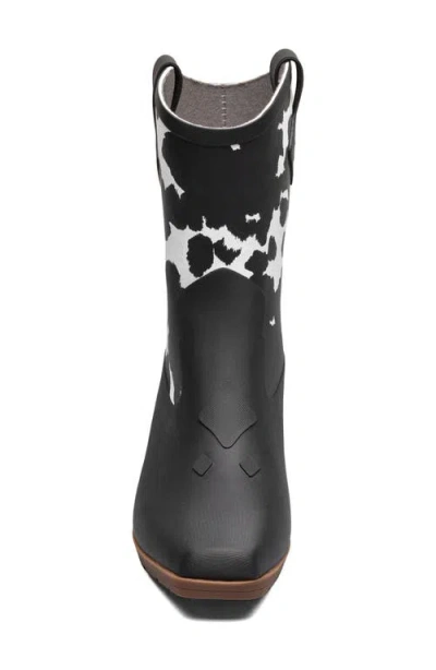 Bogs Jolene Mid Deco Waterproof Rain Boot In Black W/white