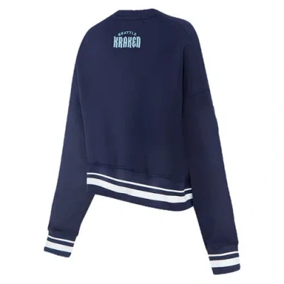 Pro Standard Deep Sea Blue Seattle Kraken Area Code Cropped Pullover Sweatshirt In Navy