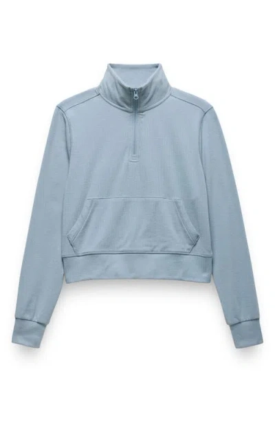 Prana Willow West Crop Half-zip Sweatshirt In Blue