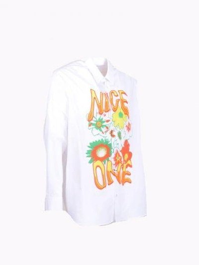 Shop Stella Mccartney Floral Print Front Shirt In Bianco