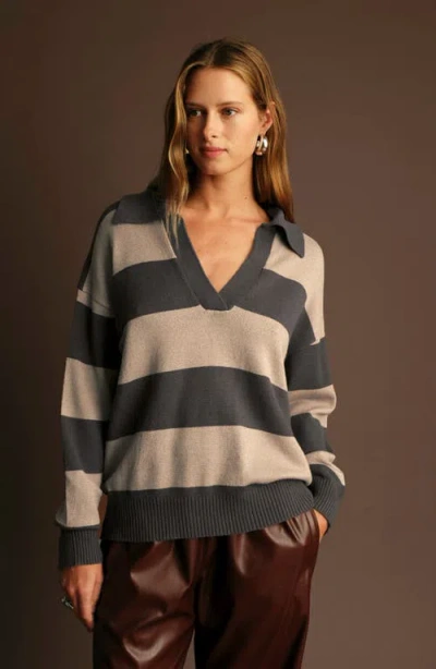 Deluc Nick Polo Stripe Sweater In Multi