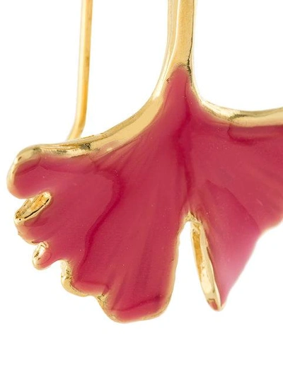 Shop Aurelie Bidermann Ginkgo Leaf Tangerine Earrings - Pink In Pink & Purple