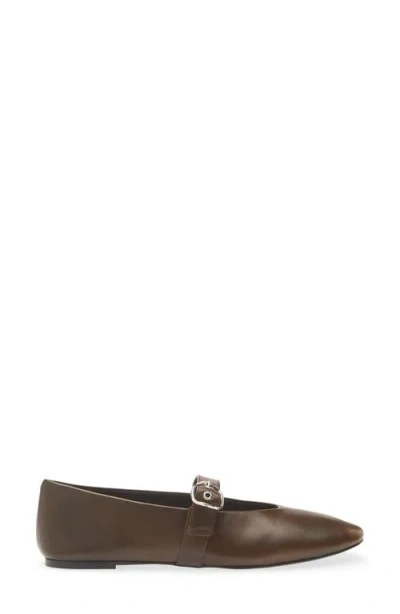 Mango Mary Jane Ballet Flat In Dark Chocolate