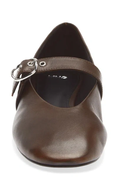 Mango Mary Jane Ballet Flat In Dark Chocolate