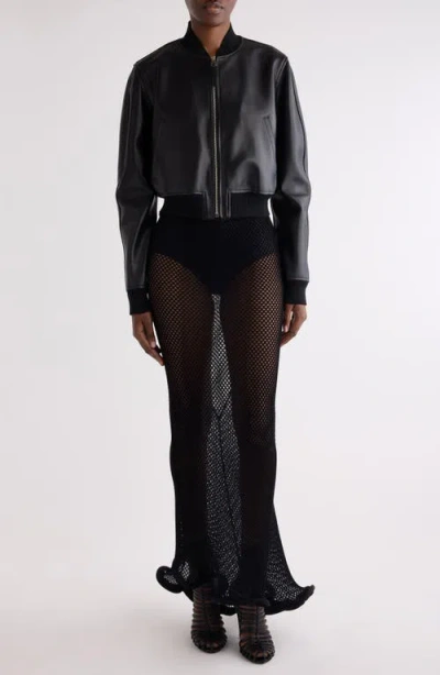 Givenchy Cropped Leather Bomber Jacket In 001-black