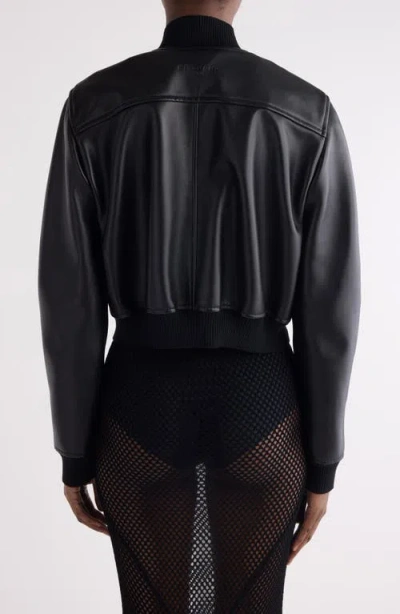 Givenchy Cropped Leather Bomber Jacket In 001-black