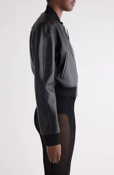 Givenchy Cropped Leather Bomber Jacket In 001-black