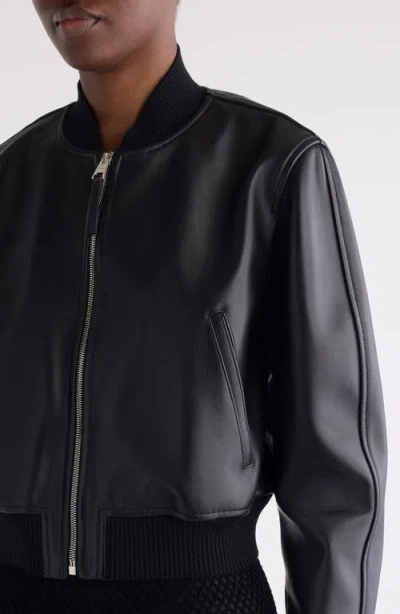 Givenchy Cropped Leather Bomber Jacket In 001-black