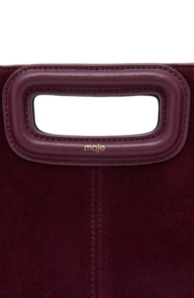 Maje Suede M Bag In Eggplant