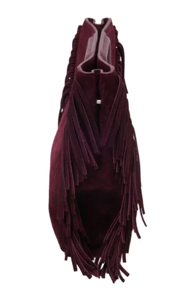 Maje Suede M Bag In Eggplant