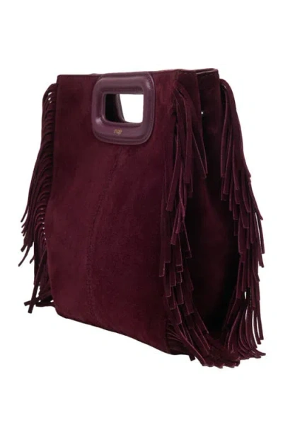 Maje Suede M Bag In Eggplant