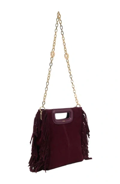 Maje Suede M Bag In Eggplant