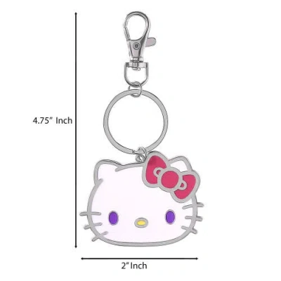 Hello Kitty Metal Keychain With Classic Bow In Silver/white