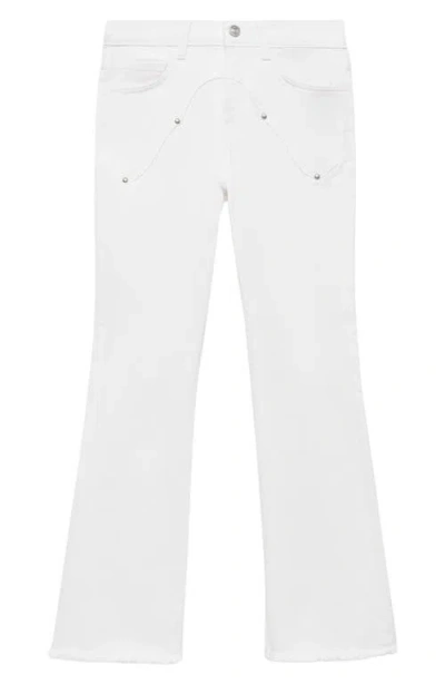 Mango Teen Low Rise Stud Flare Jeans In White