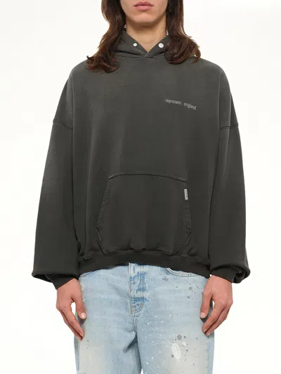 Represent Mens Brand-print Relaxed-fit Cotton Hoody Ash Xs In Grey