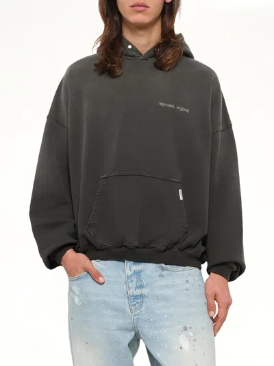 Represent Mens Brand-print Relaxed-fit Cotton Hoody Ash Xs In Grey