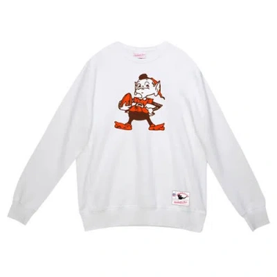 Mitchell & Ness White Cleveland Browns Basic Fleece Pullover Sweatshirt In White