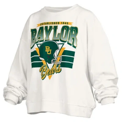 Pressbox White Baylor Bears Oversized Janice Retro Waist-length Pullover Sweatshirt In White