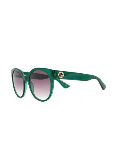 Shop Gucci Round Frame Glitter Sunglasses