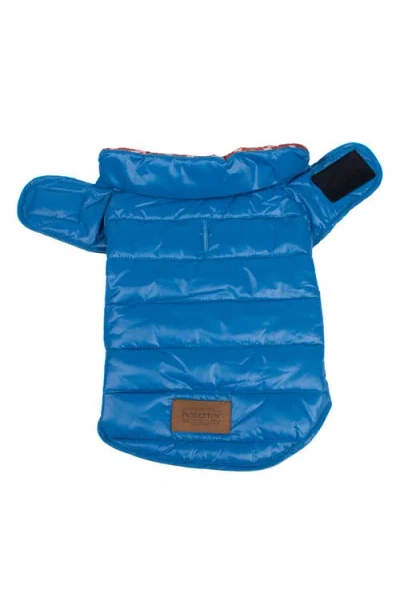 Pendleton Puffer Dog Coat In Blue