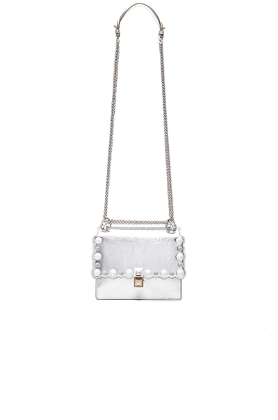 Shop Fendi Embellished Kan L Shoulder Bag In Metallics. In Silver