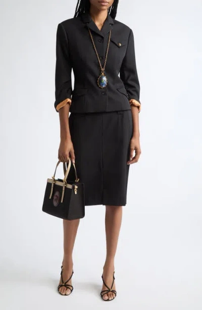 Versace Wool Grain De Poudre Informal Jacket In Black