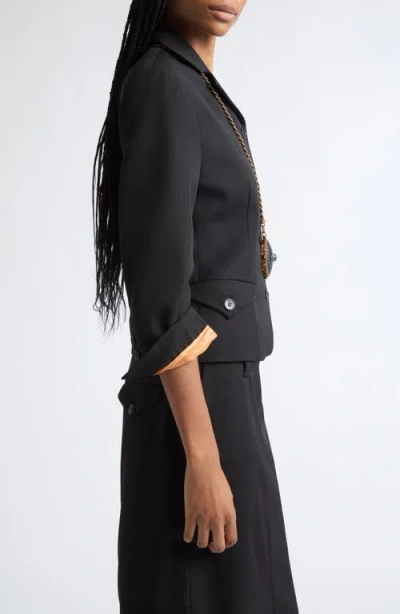 Versace Wool Grain De Poudre Informal Jacket In Black