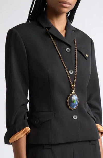 Versace Wool Grain De Poudre Informal Jacket In Black