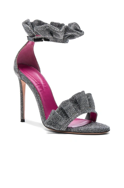 Shop Oscar Tiye Antoinette Sandals In Metallics.  In Lurex Argento