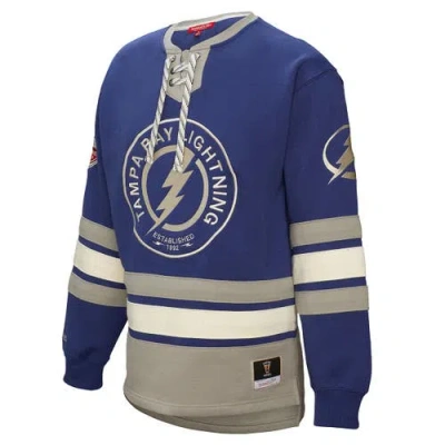 Mitchell & Ness Blue Tampa Bay Lightning Heritage Lace-up Pullover Sweatshirt In Multi