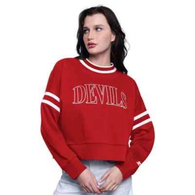Starter Red New Jersey Devils Power Play Cropped Pullover Sweatshirt In Burgundy