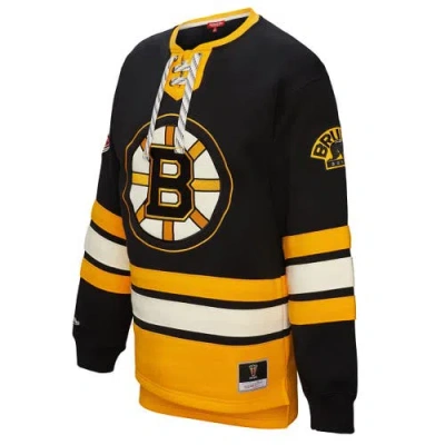 Mitchell & Ness Black Boston Bruins Heritage Lace-up Pullover Sweatshirt In Multi