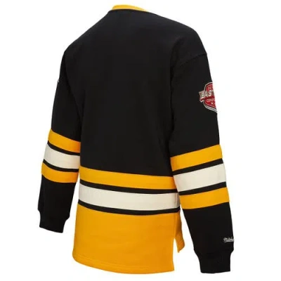 Mitchell & Ness Black Boston Bruins Heritage Lace-up Pullover Sweatshirt In Multi